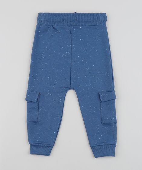 Calça de Moletom Infantil Saruel com Bolsos Azul