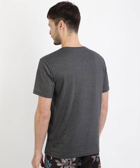 Camiseta Masculina "Califórnia" Manga Curta Gola Careca Cinza Mescla Escuro
