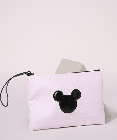 Nécessaire Feminina Mickey Envelope com Alça Rosa