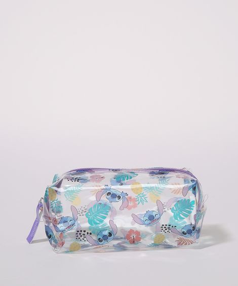 Nécessaire Feminina Lilo e Stitch Tijolinho Transparente