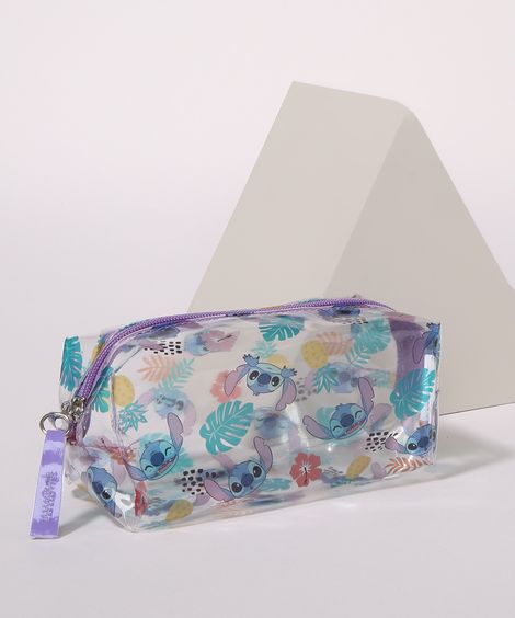 Nécessaire Feminina Lilo e Stitch Tijolinho Transparente