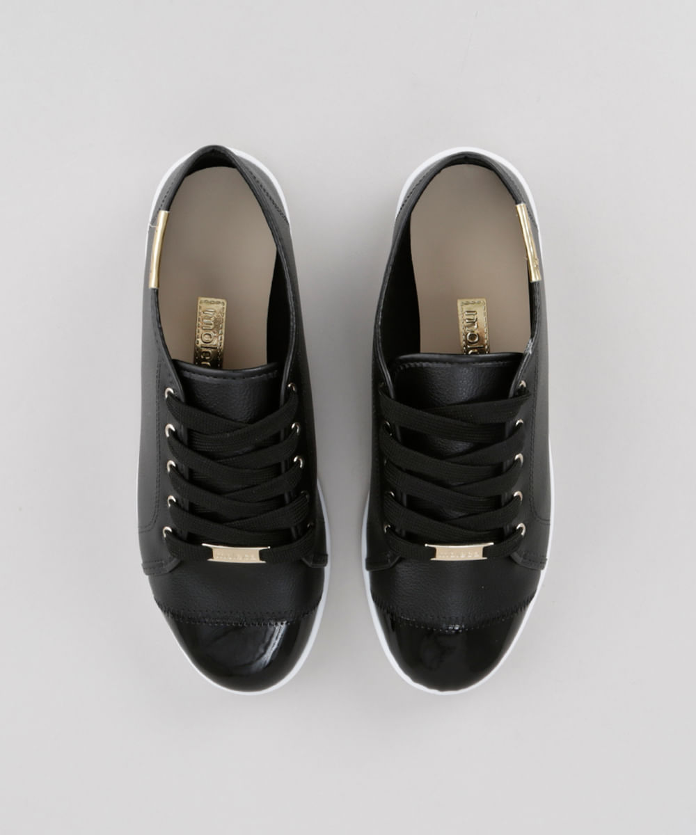 Tênis Moleca com Verniz Preto