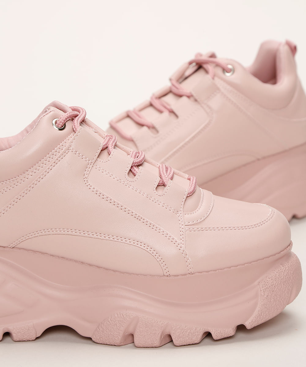 Tênis Feminino Oneself Chunky Plataforma com Recortes Rosa