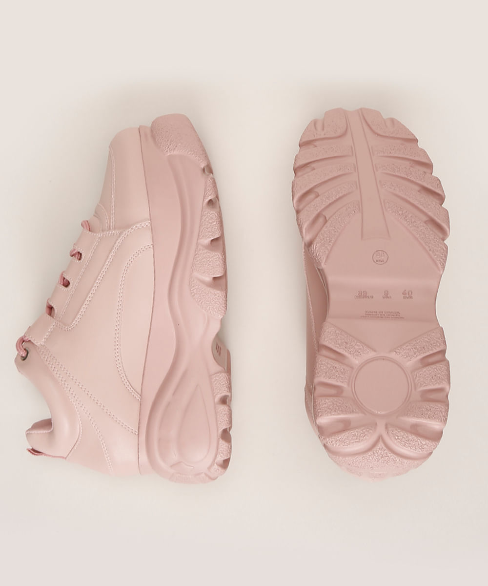 Tênis Feminino Oneself Chunky Plataforma com Recortes Rosa