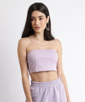 Top Faixa Feminino Canelado Lilás