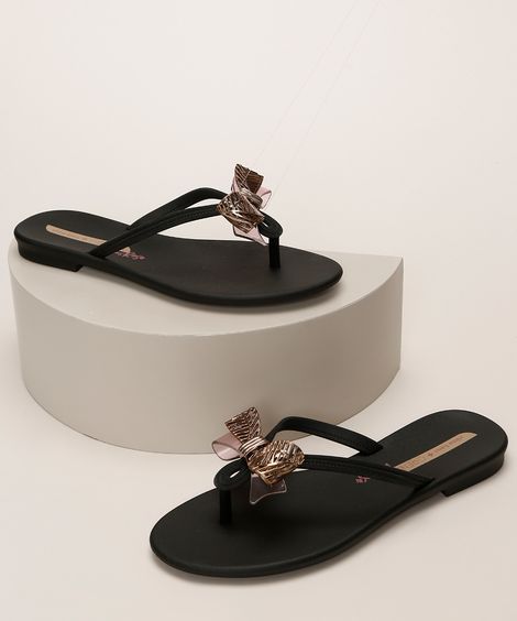 Chinelo Feminino Grendha Vilma Kano com Laço Preto