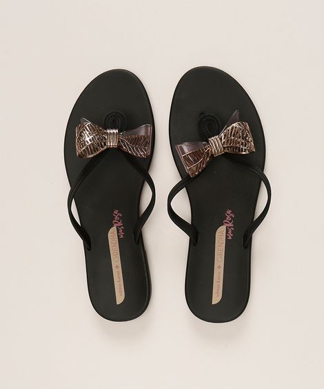 Chinelo Feminino Grendha Vilma Kano com Laço Preto