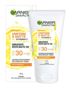 Protetor Hidratante Facial Garnier Uniform e Matte Vitamina C FPS 30 15g