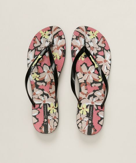 Chinelo Feminino Ipanema Wave Estampado Floral Preto