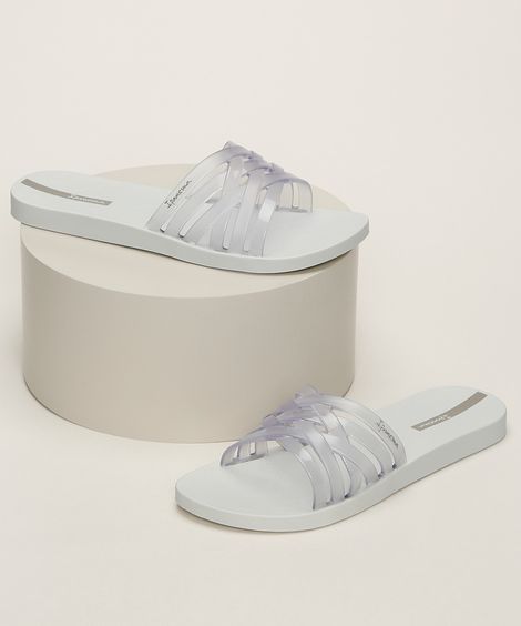 Chinelo Feminino Ipanema Bel Slide Tiras Trançadas Cinza