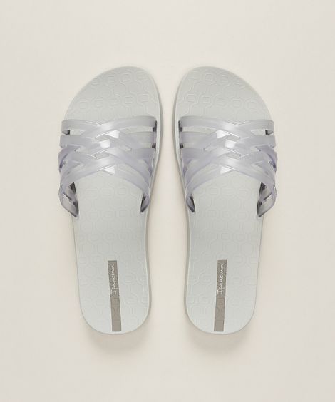 Chinelo Feminino Ipanema Bel Slide Tiras Trançadas Cinza