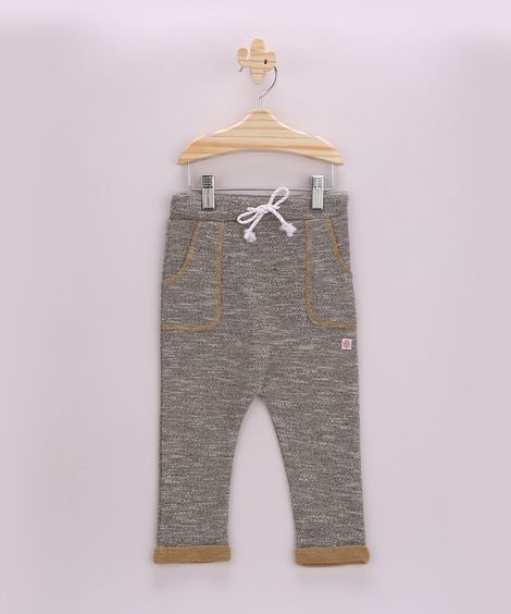 Calça de Moletom Infantil com Bolsos Mostarda