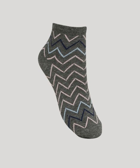 Kit de 5 Meias Feminino Estampado Listrado e Chevron Cano Médio Multicor