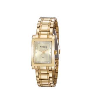 Relógio Mondaine Quadrado Cristais Dourado