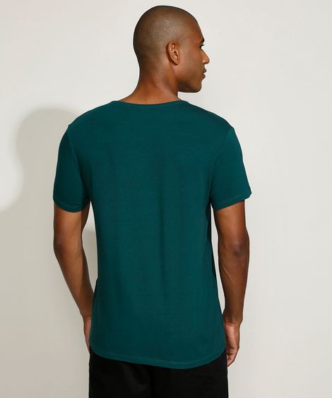camiseta slim básica manga curta - verde escuro