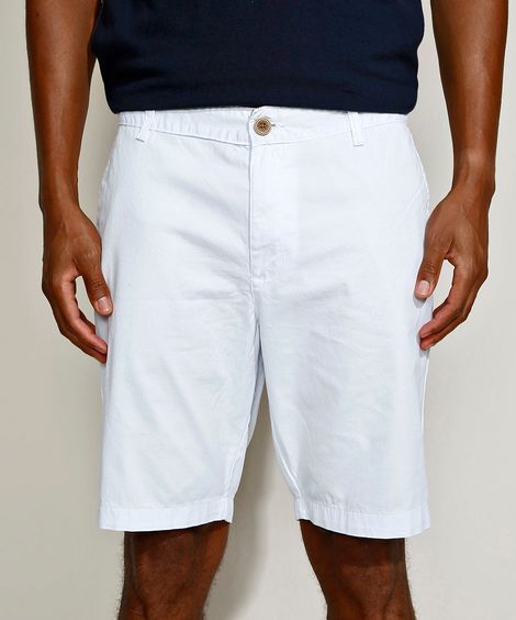 Bermuda de Sarja Masculina Slim Chino Branca