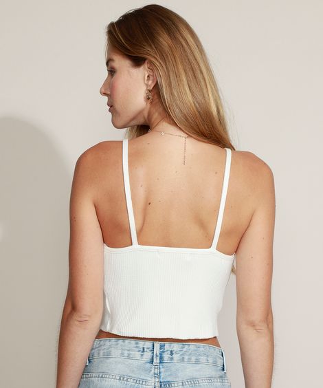 Regata de Tricô Feminina Halter Neck Off White