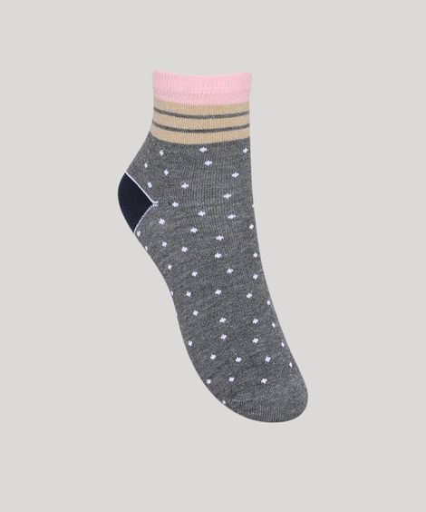 Kit de 5 Meias Femininas Cano Médio Estampadas Multicor