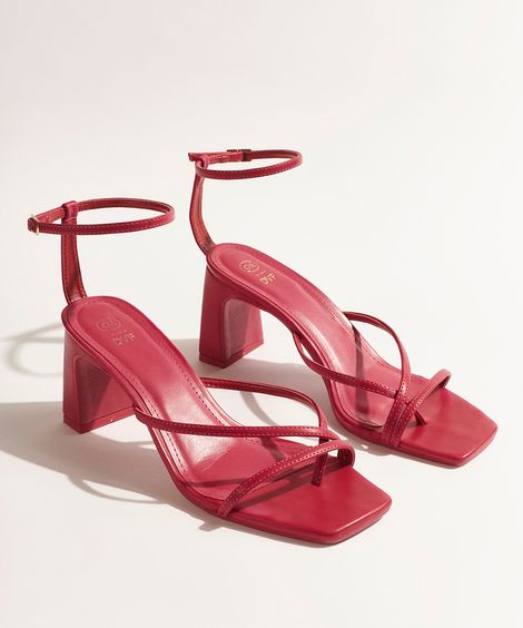 Sandália Feminina DVF Salto Reto Médio Tiras Finas Pink
