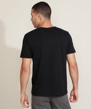 camiseta básica manga curta gola v preta