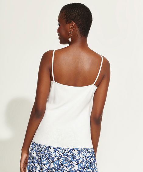 Regata Feminina DVF Alça Fina Decote V Off White