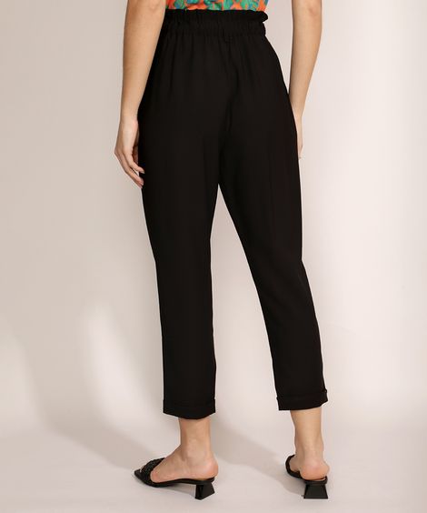 Calça Feminina Clochard com Passantes Cós com Elástico Preta