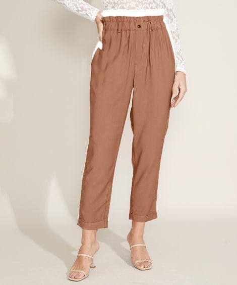 Calça Feminina Clochard Cintura Alta Marrom Claro