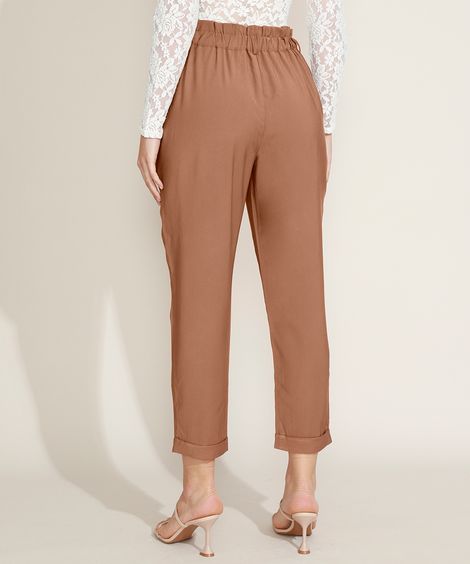 Calça Feminina Clochard Cintura Alta Marrom Claro