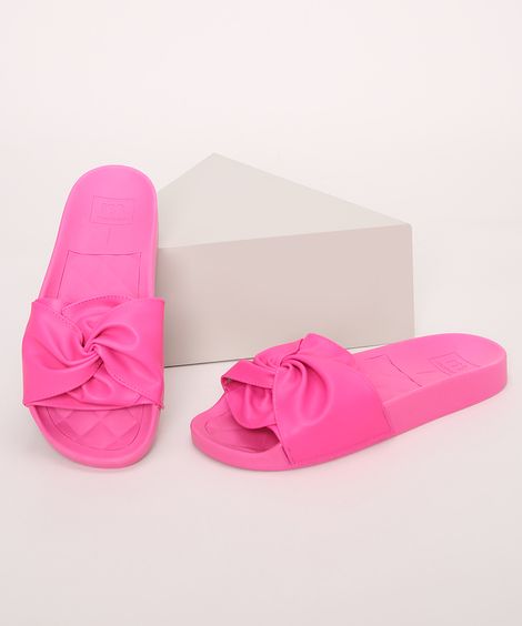 Chinelo Slide Feminino Moleca com Nó Pink