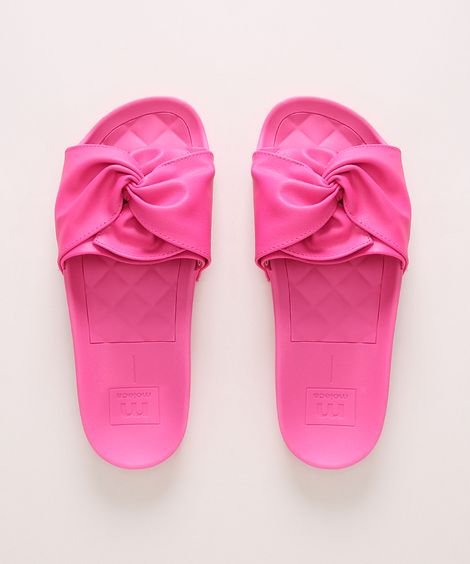Chinelo Slide Feminino Moleca com Nó Pink