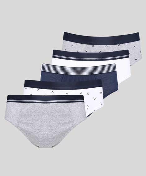 Kit de 5 Cuecas Masculinas Slip Multicor