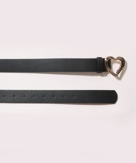 Cinto Feminino com Fivela de Coração Preto