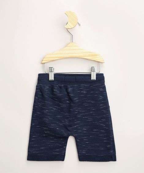 Bermuda de Moletom Infantil Básica com Cordão e Bolsos Azul Marinho