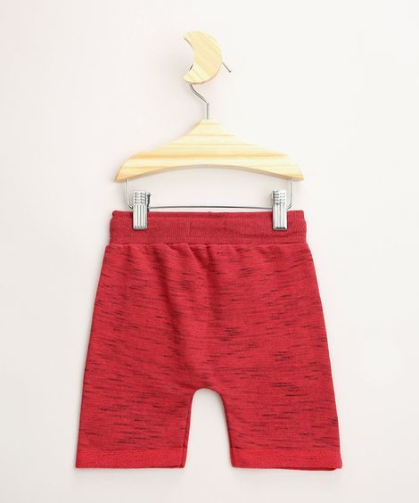Bermuda de Moletom Infantil Básica com Cordão e Bolsos Vermelha