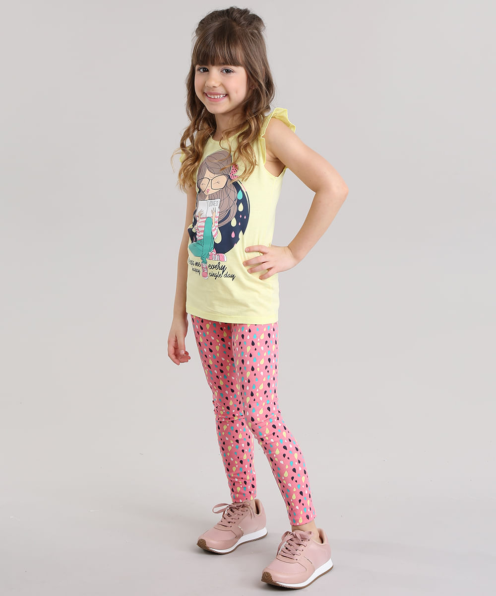Conjunto-de-Regata-com-Babados-Amarelo-Claro---Calca-Legging-Estampada-Rosa-8767099-Rosa_1