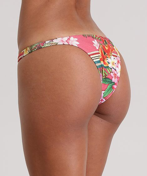Biquíni Calcinha Tanga Estampada Floral Rosa