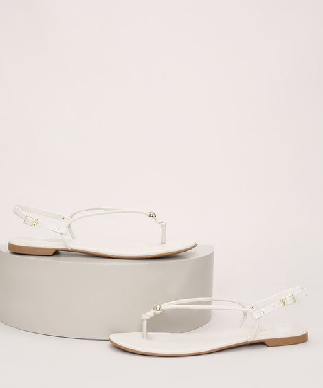 Rasteirinha Feminina Oneself Tira Fina Off White
