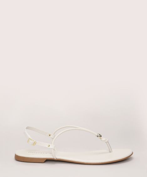 Rasteirinha Feminina Oneself Tira Fina Off White