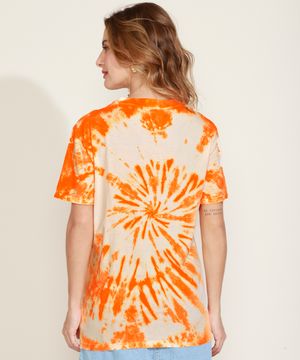 Blusa Feminina Signo Capricórnio Estampada Tie Dye Manga Curta Decote Redondo Mostarda