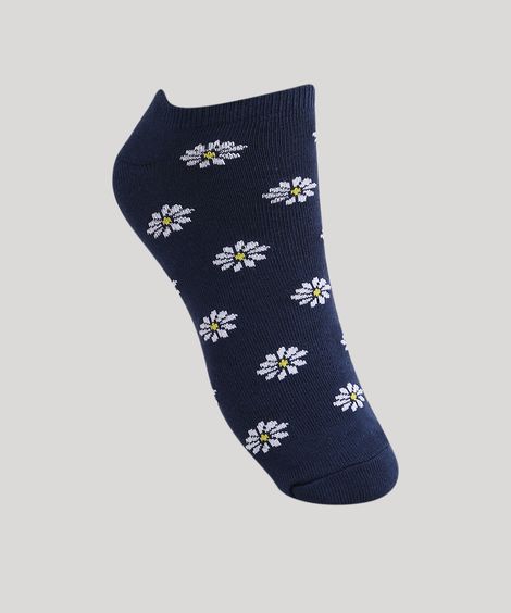 Kit de 5 Meias Femininas Cano Baixo Estampadas de Margaridas Multicor