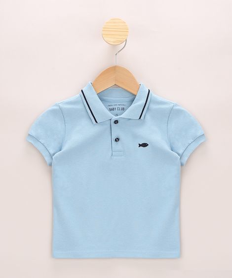 Polo Infantil Manga Curta Azul Claro
