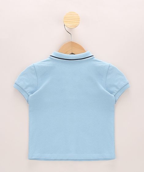 Polo Infantil Manga Curta Azul Claro