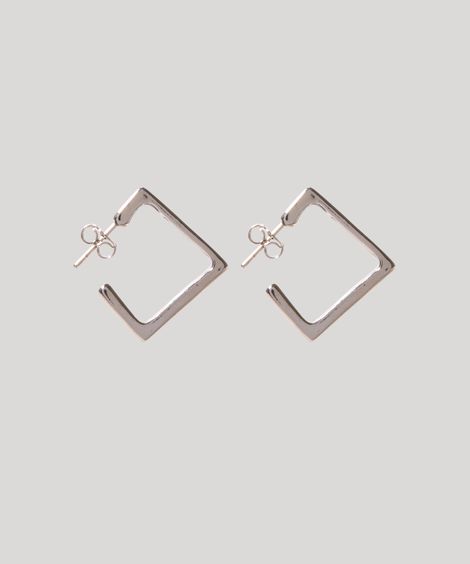 Brinco Feminino Folheado Argola Quadrada Prateado
