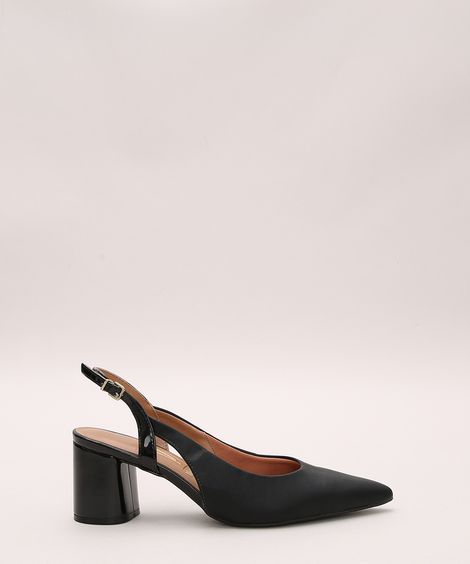 Scarpin Feminino Vizzano Aberto Bico Fino Salto Médio Preto