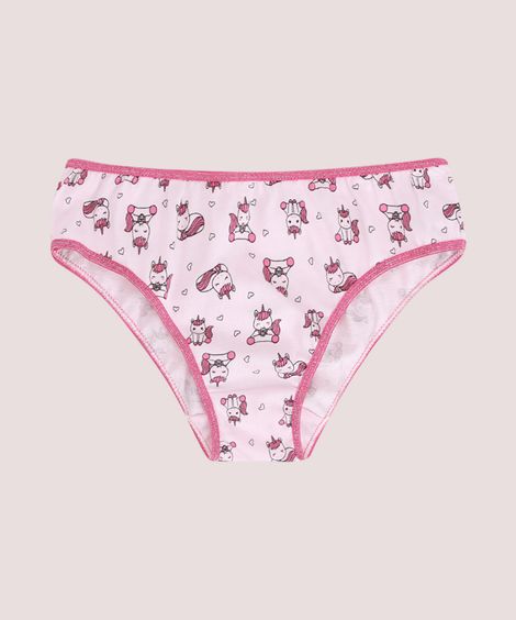 Kit Infantil de 5 Calcinhas Unicórnio Multicor