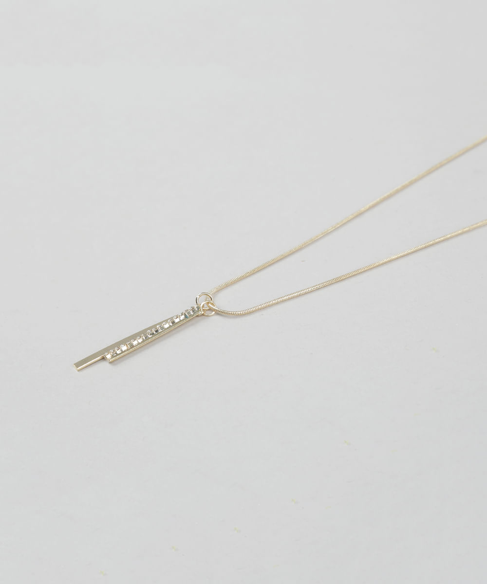 Colar com Pingente de Strass Dourado