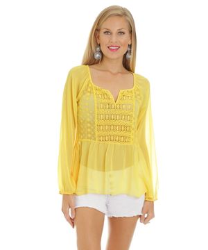 Blusa com Renda Amarela