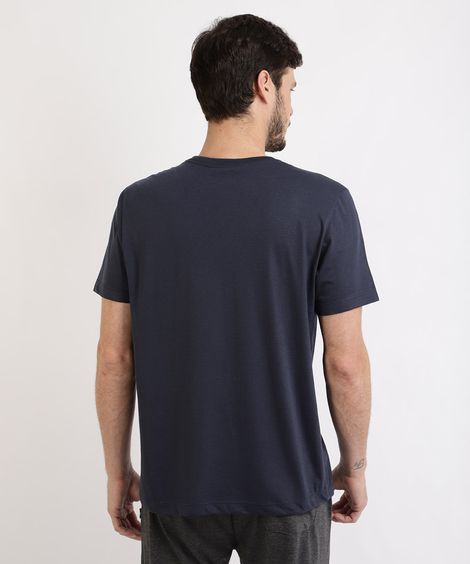 camiseta básica manga curta gola portuguesa - azul marinho