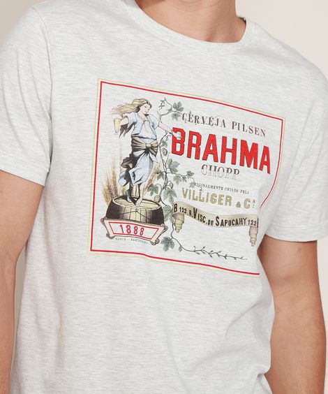 Camiseta Masculina Brahma Manga Curta Gola Careca Branca