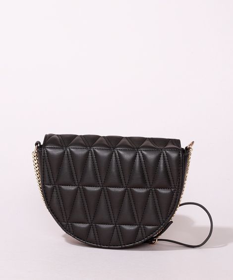 Bolsa Feminina Transversal Pequena Matelassê Alça com Corrente Preta